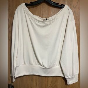 NWT Elie Tahari Cream Off the Shoulder Sweatshirt